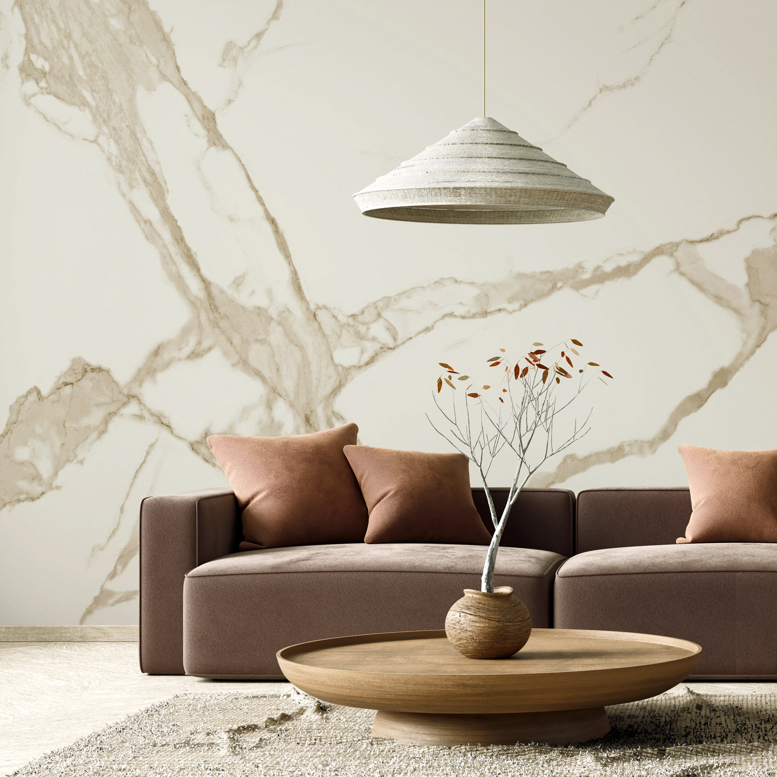 Calacatta Marble Vinyl Peel-and-Stick Wallpaper with Beige Tones Calacatta Marble Vinyl Peel-and-Stick Wallpaper with Beige Tones